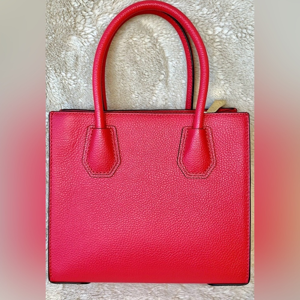 NWOT Michael Kors Deep Pink Mercer Embellished Leather 2-Way Bag - Picture 3 of 13